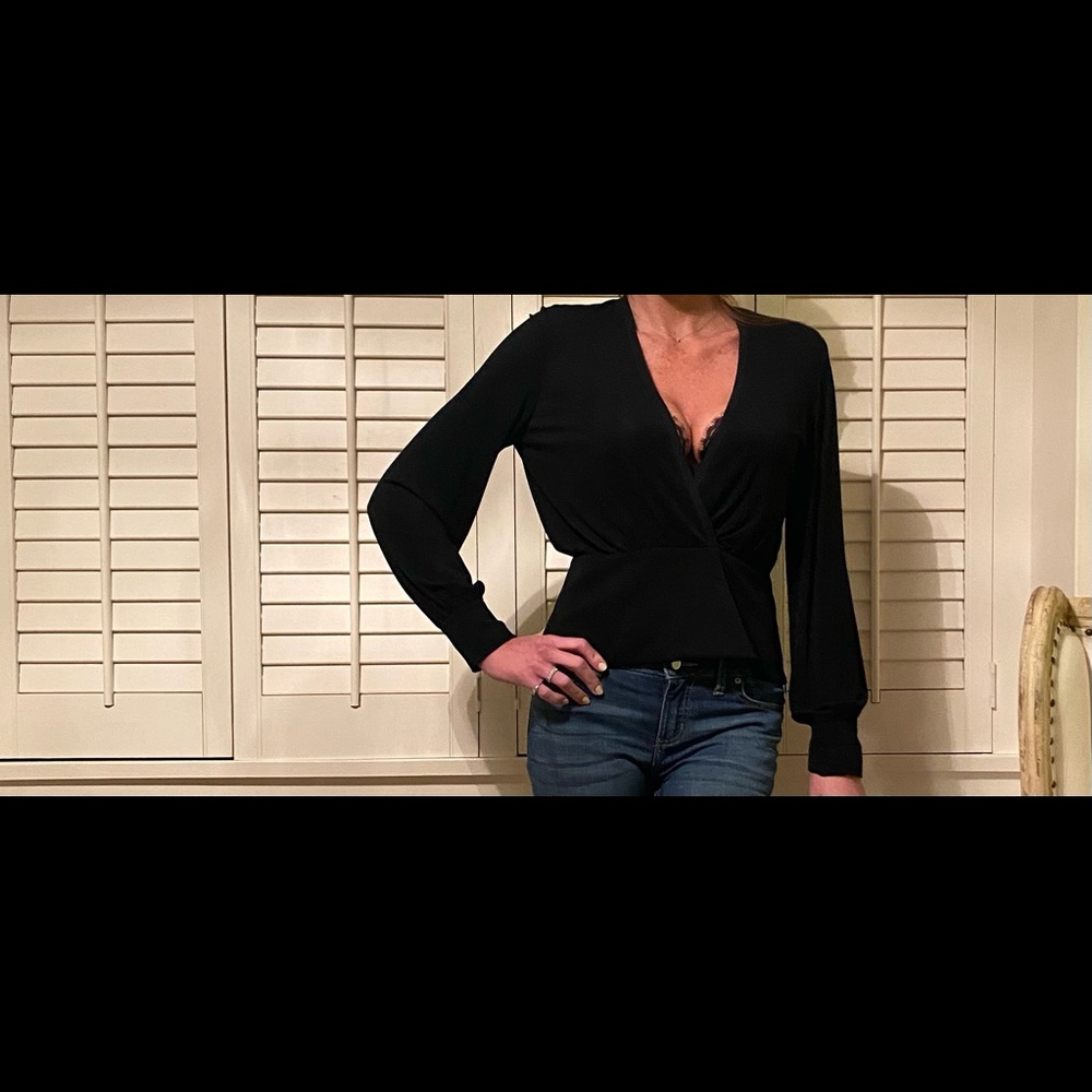 St John black wrap blouse